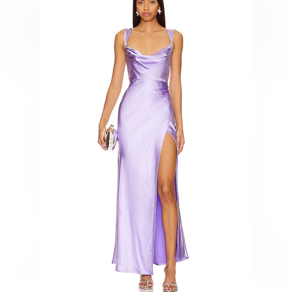 Runaway The Label x REVOLVE Havanna Dress Lilac purple satin maxi slip gown XL